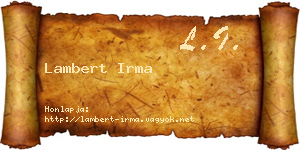 Lambert Irma névjegykártya